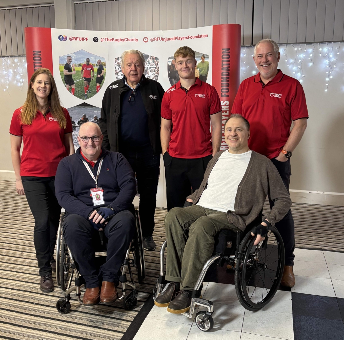 Fin Smith Sir Bill Beaumont Nick Mullins Karen Hood Ben Smoldon John Burgess at Birmingham Moseley Rugby